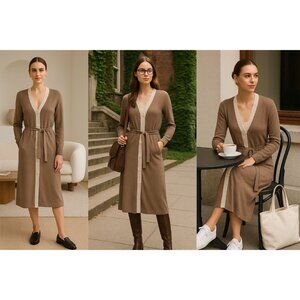 Cabi Women’s Sweater Dress Brown Beige S Minimalist Old Money Quiet Luxury